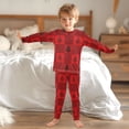 thumbnail image 6 of Red Plaids Black Christmas Trees Cotton Pajama Set Long Sleeve Top and Pants Sleepwear Unisex 4T, 6 of 7