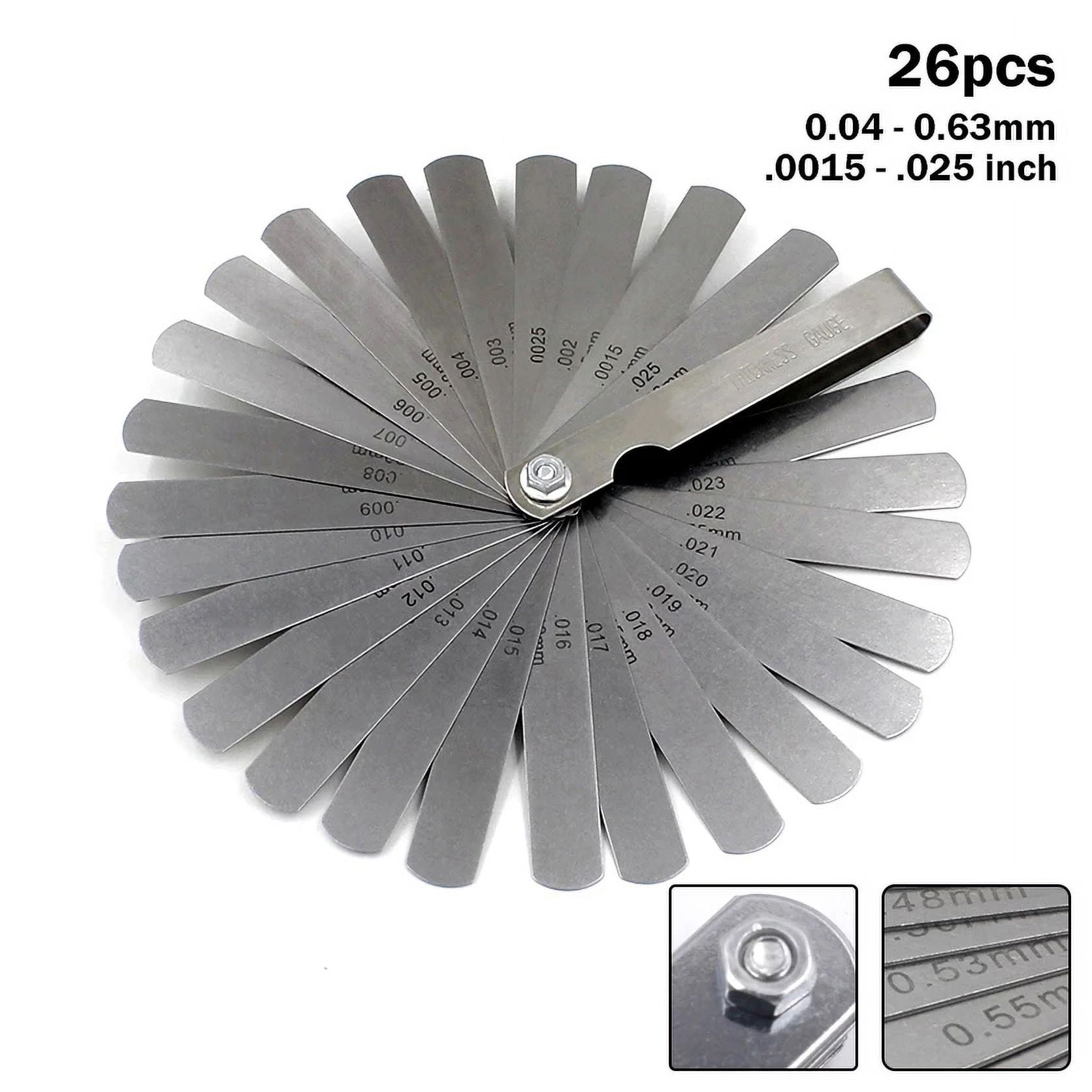 32/26/25/20 Blades Feeler Gauge Metric Gap Filler 0.02-1MM / 0.0008-0.040 INCH Gage Measurment Tool For Engine Valve Adjustment ,Easy to Use