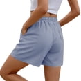 thumbnail image 4 of Siminsem Womens Casual Summer Long Shorts Five Point Pants Striped Cotton Blend High Waisted with Pockets Elastic Waist Drawstring for Vacation Beach Daily Wear, Blue, L, 4 of 6