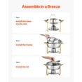 thumbnail image 6 of VEVOR Chafing Dish Buffet Set, 5 Qt 4 Pack, Stainless Steel Chafer with 4 Full Size Pans, Round Catering Warmer Server with Lid Water Pan Folding Stand Clip, for Weddings Parties Banquets, Gold, 6 of 10