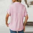 thumbnail image 7 of WCMZJ Womens Button Down Shirts Rolled Cuffed Short Sleeve Striped Shirt Cute Collared Summer Casual Work Blouse Pink S, 7 of 7
