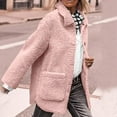 thumbnail image 6 of Women's Fleece Jackets Trendy Long Sleeve Button Down Lapel Outerwear Casual Sherpa Jacket with Pockets Pink M, 6 of 9