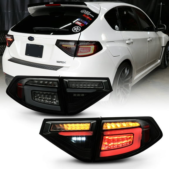 For 2008-2014 Impreza WRX Hatchback Black Smoked LED Sequential Tail Lights