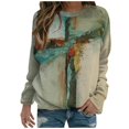 thumbnail image 1 of Cadeaux pour Elle Blouse Imprimée Mode Femme Col Rond Teinture sur Nœuds Croix, 1 of 6