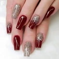 thumbnail image 6 of Misterolina Wine Red False Nails, Medium Almond Full Cover Acrylic Pr On Nails., 6 of 8
