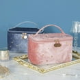 thumbnail image 3 of Retro Velvet Make up Box Star Embroidery Cosmetic Storage Case Travel Organizer, 3 of 8
