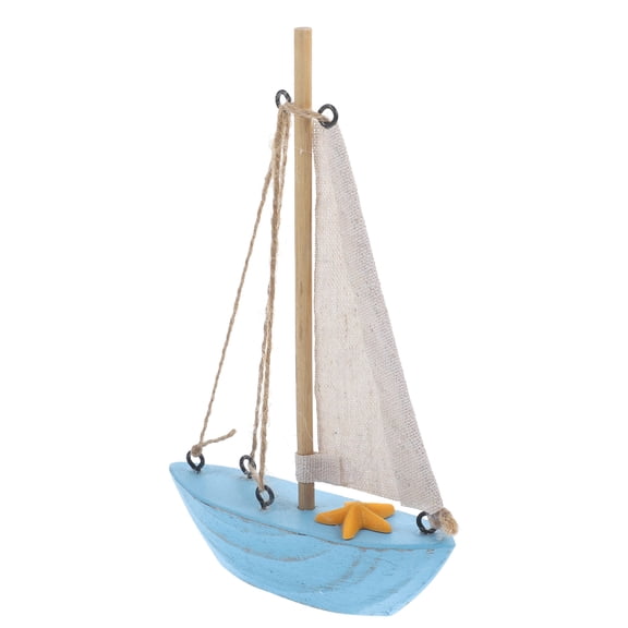 Boat Model Desktop Wooden Sailboat Decor Home Household Vintage Office Rope