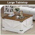 thumbnail image 4 of DreamCurship 31" Farmhouse Coffee Table with Storage, Square Large Center Table, Wood Center Coffee Table with Hidden Compartments for Living Room, White, 4 of 7