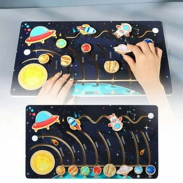 Children's Solar System Planet Recognition Maze Puzzle Educational Early Learning Toy For Kids Alphabet Board Games for Kids Building for Kids 4-6 Go Go Smart Wheels compatible with Motorized for