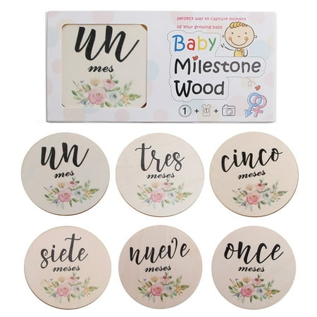 

SIEYIO 6 Pcs/Set Handmade Baby Milestone Cards Newborn Monthly Recording Card Photocard