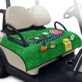 thumbnail image 2 of COEQINE 2-in-1 Golf Cart Seat Cover & Carry Bundle, Folds Like a Bag with Handle, Universal Fit for Two-Seaters, 4 Storage Pockets, Machine Washable Polyester, American Flag Golf Green, 2 of 8