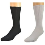 Sierra Socks Health Diabetic Wide Calf Cotton Crew Men's 2 Pair Pack (Shoe Size 6-12 1/2, Socks 10-13, White & Black)