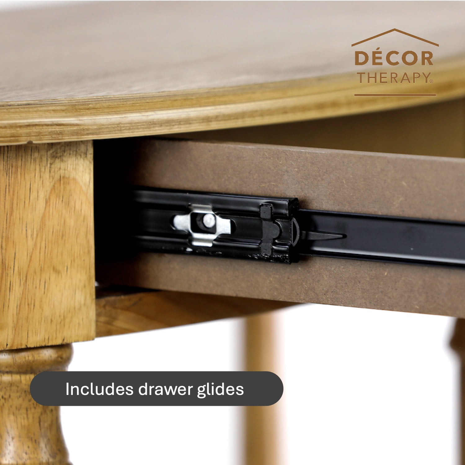 Decor Therapy Truro Half-Round Console Table with Drawer and Shelf - Traditional Entry Table for Foyer and Living Room, Seadrift Finish
