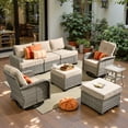 thumbnail image 3 of Toject 8 Pieces Patio Furniture Set, All Weather Wicker Patio Conversation Set with Swivel Chairs, Outdoor Furniture with Ottoman for Garden, Beige, 3 of 13