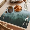 thumbnail image 3 of Fogged Mist Forest Placemats Set of 4 Botanical Green Pines Peaks Zen Place Mats Indoor Wipeable Table Mats Washable Cloth Dining Table Placemats for Kitchen Holiday Party Home Decor 13x19 Inch, 3 of 9