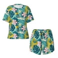 thumbnail image 2 of Yiaed Tropical Floral Print Short Sleeve Pajama Sets for Women Casual Crew Neck 2 Piece Lounge Sets Women's Short-Sleeved Pajama-X-Large, 2 of 5