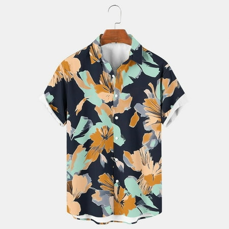 UVEASISHA Mens Funny Hawaiian Shirt Short Sleeve Button Down Shirts for Men Big and Tall Casual Floral Beach Tops Summer Tropical Aloha Shirt Gifts For Friends Multicolor 5XL