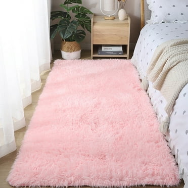 Pink Rugs for Living Room Fluffy Bedroom Rug Non-Slip Area Rugs Shag Carpet for Nursery Kids PlayRoom Dorm Office Indoor Modern Plush Carpets Rug(78.7"x31.5")