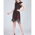 thumbnail image 6 of Whitewed 1920's Flapper Themed Dinner Engagement Party Wear Dress Clothes Outfit Burgundy, 6 of 6