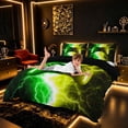 thumbnail image 4 of meiyoeat Neon Lightning Gamer Duvet Cover Set for Teens Boys, Electric Green Yellow Gaming Bedding Full, Black Reversible 3pcs, 1 Duvet Cover and 2 Pillowcases, 4 of 7