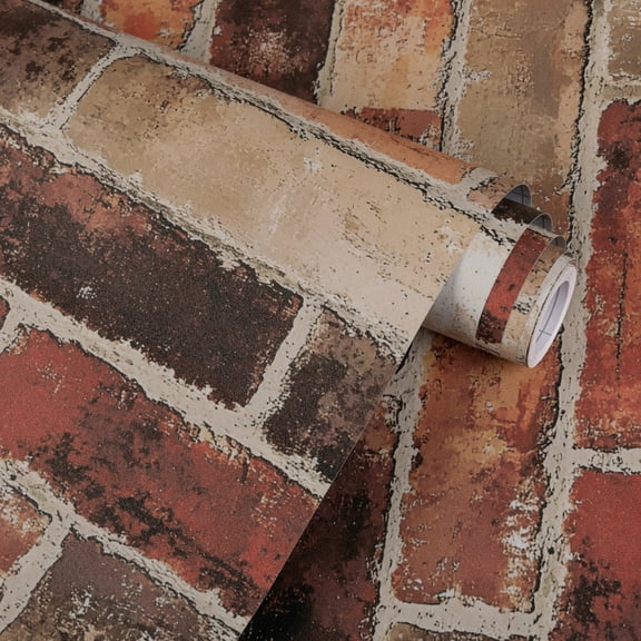 UMIGGEE Red Brick Wallpaper Peel and Stick Wallpaper Brick Wallpaper 17.5-in x 118-in Self-Adhesive Removable Decorative Contact Paper for House Decoration PVC DIY