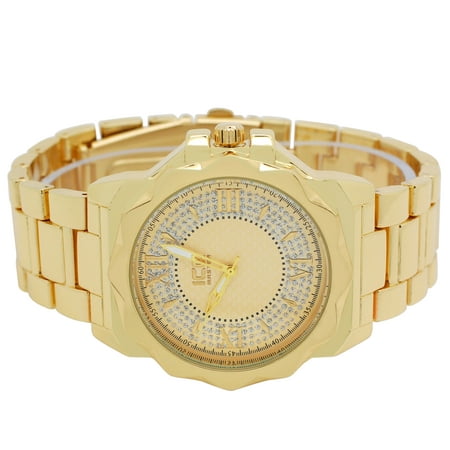 Ice Master Mens Stylish Designer Roman Dial Techno Gold with Gold Dial Metal Band