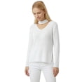 thumbnail image 3 of YEMAK Women's V-Neck Choker Style Side Slit Casual Knit Pullover Sweater MK8143-OAT-M, 3 of 4