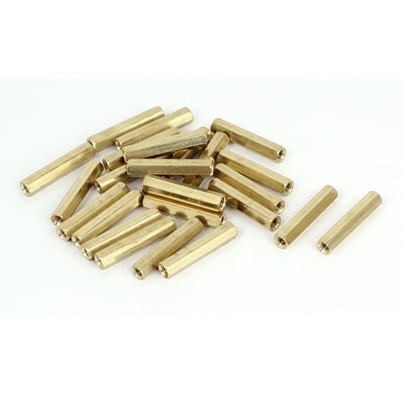 

M4 x 30mm Female Thread Brass Hex Standoff Pillar Rod Spacer Coupler Nut 25pcs