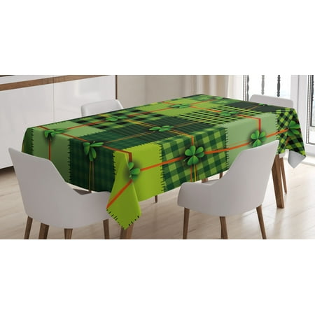 

Irish Tablecloth Patchwork Style St. Patrick s Day Themed Celtic Quilt Cultural Checkered with Clovers Rectangular Table Cover for Dining Room Kitchen 52 X 70 Inches Multicolor by Ambesonne