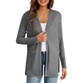 thumbnail image 3 of IMENGL Casual short sleeve solid color irregular knit open front cardigan Summer, Gray L, Size M-3XL, 3 of 9