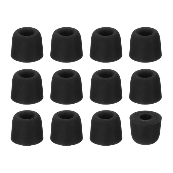 Memory Foam Earbud Tips (4.9mm/0.19"), 12Pack - Large Ear Bud Replacement Tips Noise Isolation, Ultimate Comfort Secure Fit Buds for Earphones Earplugs, Black