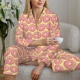 thumbnail image 6 of KLL Donuts With Pink Glaze Print Women's Long Sleeve Pajamas with Pants Sleepwear Loungewear 2 Set-XX-Large, 6 of 8