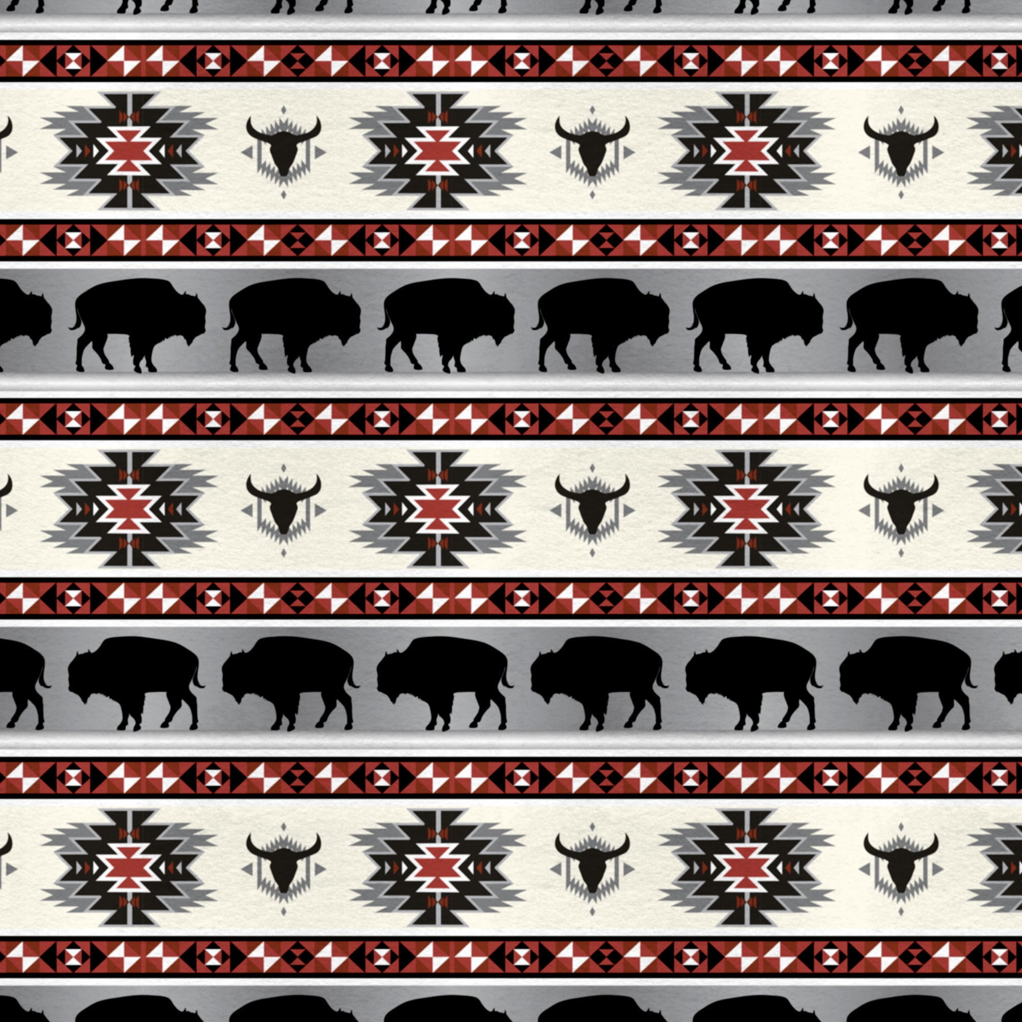 Mainstays 58' x 1.5 yd 100% Polyester Lux Anti-pill Fleece Buffalo Tribal Sewing & Craft Fabric Precut, Red/Gray