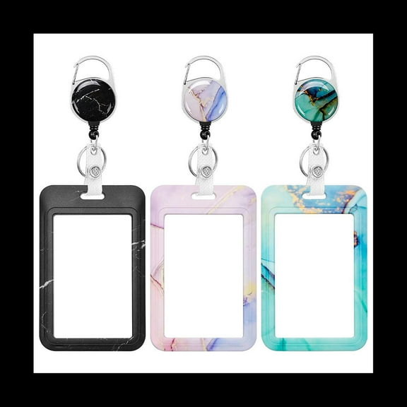 FOR 3 Pack Heavy Duty Badge Holder with Retractable Reel,ID Name Tag Worker Badge Carabiner Clip Card Protector Cover Case