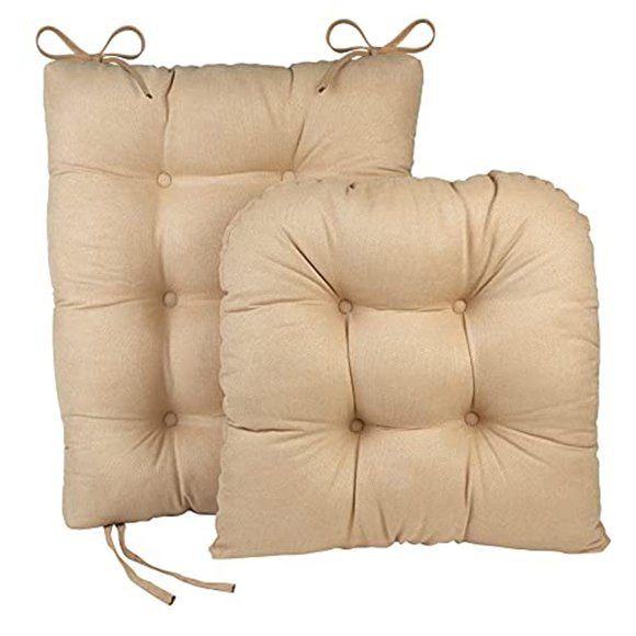 Klear Vu Omega Cojín Antideslizante Para Mecedora Ensamblado En Ee. Uu. Diseño De Capitoné Grueso, Incluye Almohadilla Para El Asiento Y Almohada Para El Respaldo Con Lazos, 17 X 17 Pulgadas, Juego De