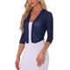 thumbnail image 4 of Inspire Chic Chaquetas de Malla Transparentes para Mujeres, Cardigans Cortos Elegantes de Manga 3/4, Ligero, Azul Oscuro, XL, 4 of 6