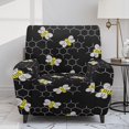 thumbnail image 2 of FKELYI Vintage Bee Black Print Stretch Recliner Slipcover with Pocket Single Reclining Cover for Lazyboy Recliner Chair 4-Piece Furniture Protector for Living Room, 2 of 7