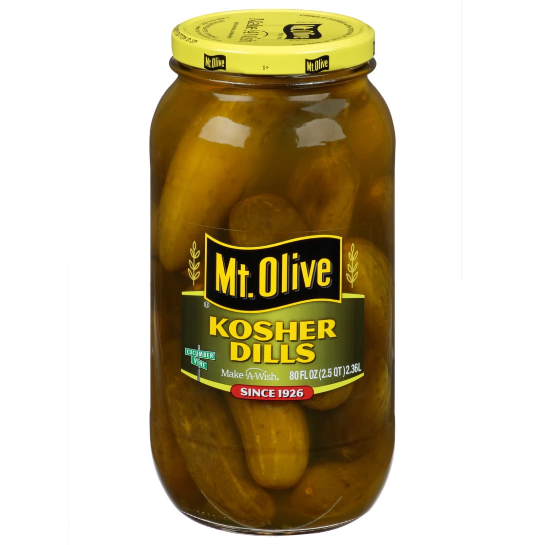 (6 pack) Mt. Olive Whole Kosher Dill Pickles, 80 fl oz Jar