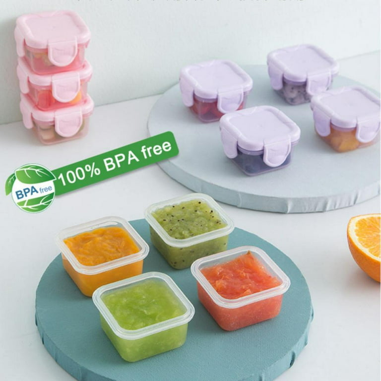 Stackable Mini Food Storage Container with Clip-on Lid, Condiment and Sauce  Containers Snack Boxes for Kids