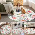 thumbnail image 6 of Spring Pink Flower Round Area&nbsp;Rug 8ft Country Vintage Red Pink Floral Green Leaf Non-Slip&nbsp;Washable Circle Rugs Soft Felt Indoor Floor Mat for Bedroom Kitchen Living Room Bathroom, 6 of 9