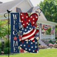 thumbnail image 3 of Welcome 4th of July Three Heart Garden Flag Happy Independence Day Double Sided Vertical Rustic Burlap Farmhouse Small Yard Seasonal Holiday Outdoor Decor 12.5 × 18 Inch, 3 of 6