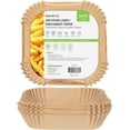 thumbnail image 1 of Restaurantware-Pastry Tek 6.3 x 6.3 x 1.8 Inch Air Fryer Liners, 100 Square Air Fryer Baskets - No-Stick Silicone Coating, Unbleached, Food-Grade Paper Liners, for Steamer, Microwave, Oven, Fry Pan, 1 of 8