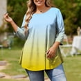 thumbnail image 2 of T-Shirt pour Femmes Coupe Ample Décontractée Manches 3/4 Col Rond Imprimé Grande Taille avec Motif Dégradé pour Usage Quotidien, 2 of 6