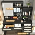 thumbnail image 5 of 42.8" Vanity Desk with Mirror and Light, Modern Makeup Vanity Table with 4 Drawers, 1 Cabinets, Shelves, Rattan Vanity Dresser for Bedroom, 5 of 9