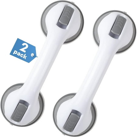 XKDOUS 2 Pack Suction Grab Bars for Bathroom, 12 Inch Suction Cup Handle Shower Handle, Safety Anti-Slip Bath Grip Hand Rail for Seniors, Handicap