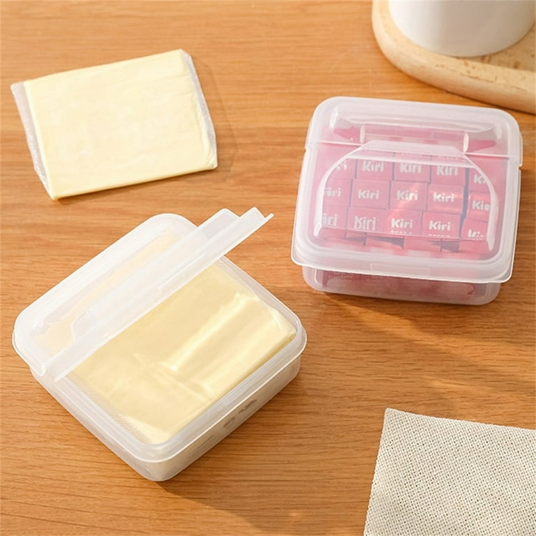 Luxshiny 2pcs Cheese Slice Holder Cheese Keeper Box Reusable Butter Box  Plastic Cheese Storage Containers Airtight Fresh Keep Cheese Case with Lids