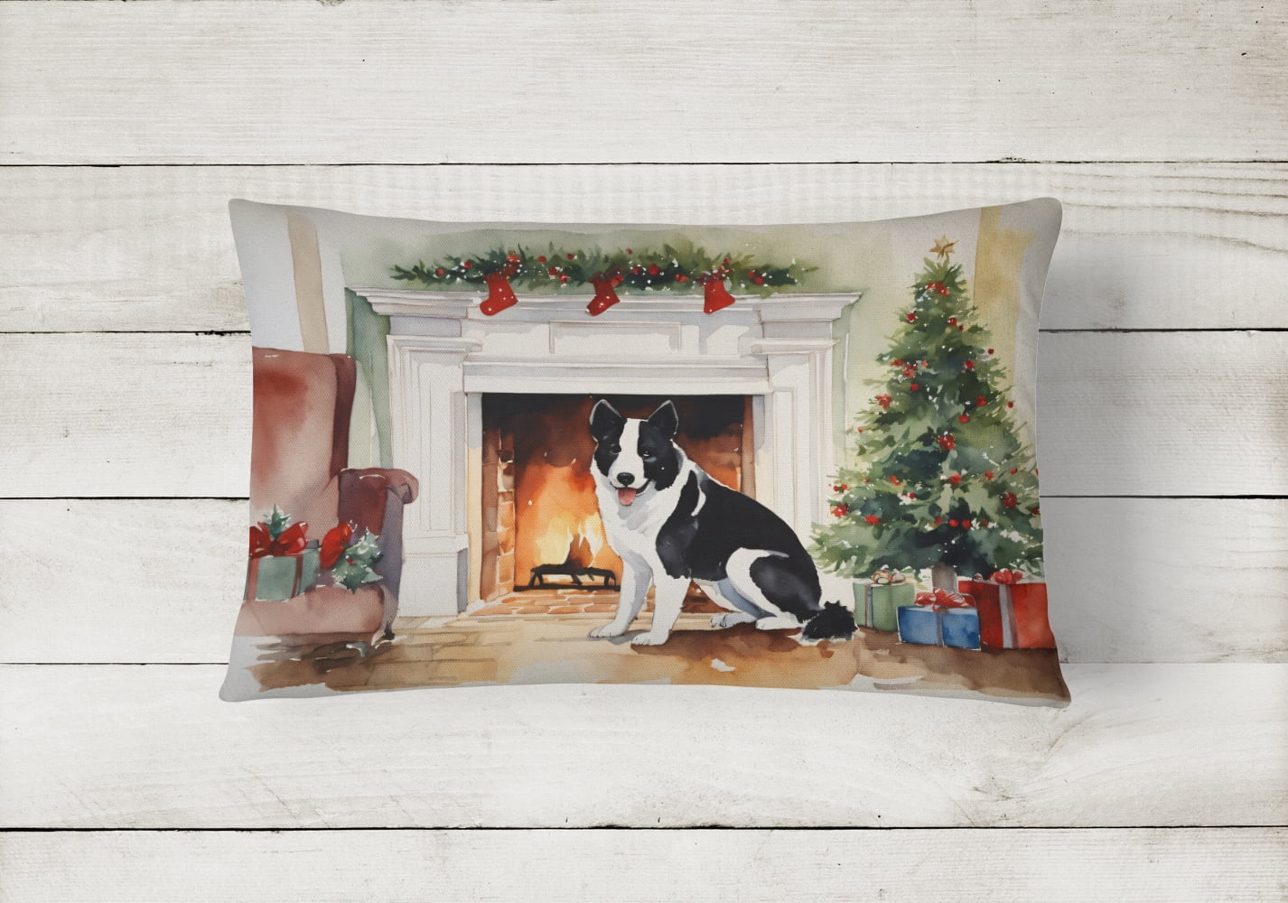 Karelian Bear Dog Cozy Christmas Throw Pillow 12 in x 16 in