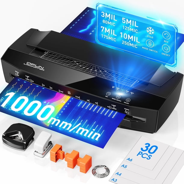 Máquina laminadora Qfun de 3 a 10 mil, térmica, 13 pulgadas, 4 rodillos