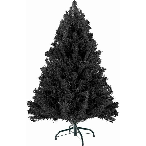4ft Black Christmas Tree - Premium Hinged Artificial Small Christmas Tree, Canadian Fir Full Bodied 4 Feet Tree with 320 Tips, Lightweight and Easy to Assemble Holiday Décor Tree with Metal Stand