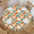 thumbnail image 1 of Round Tablecloth Thanksgiving Pumpkin Fall Leaf 60 Inch Table Cover for Dining Polyester Cloth with Scalloped Edges Stain Resistance Kitchen Picnic Party Restaurant Decoration, 1 of 1